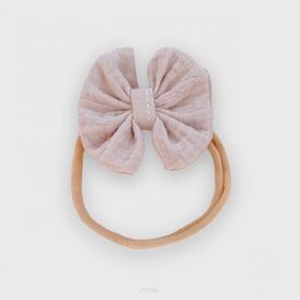 Opaska na główkę bezuciskowa muślinowa (pastelowy beż)