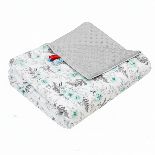 Koc kocyk pled pledzik MINKY 75x100 (popiel +garden miętowy)