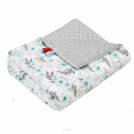 Koc kocyk pled pledzik MINKY 75x100 (popiel +garden miętowy)