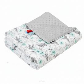 Koc kocyk pled pledzik MINKY 75x100 (popiel +garden miętowy)