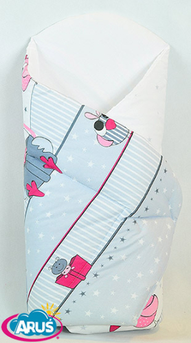 Rożek becik niemowlęcy zapinany na rzep (różowe sowy  NOWE2)