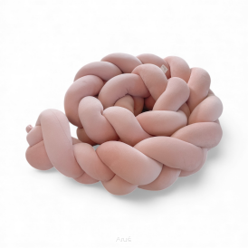 Warkocz ochraniacz do łóżeczka welurowy 180cm (róż pudrowy)