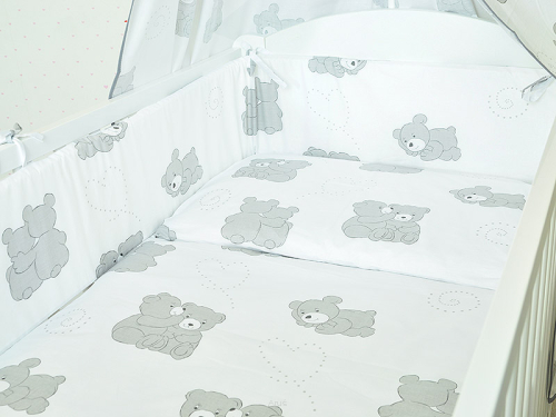 ARUŚ 2 el. pościel do łóżeczka 120*90 (131-popiel misie na bialym)