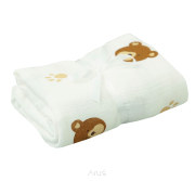 Prześcieradło muślinowe z gumką do łóżeczka 120*60 (misie z łapkami)