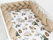 3 el.Pościel do łóżeczka 120x90 "Nature&Flowers" (beżowy kemping +beżowy warkocz)