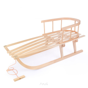 Sanki drewniane bukowe z oparciem i sznurkiem