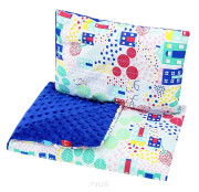 Pościel do wózka / kołyski MINKY (chaber +domki)