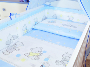 Ochraniacz do łóżeczka na szczebelki 180x20 cm (34-niebieskie misie cukierki)