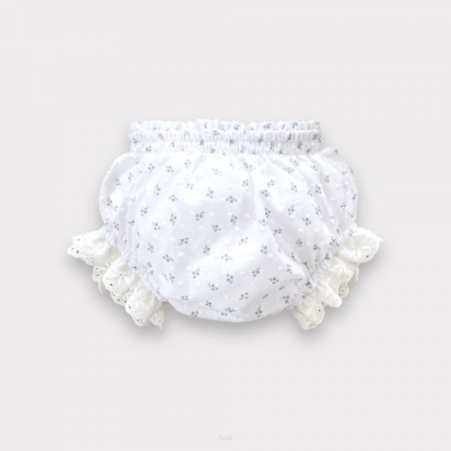 Bloomersy z falbankami haftowanymi plumetti (bluebonne)