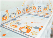 ARUŚ 4 el. pościel do łóżeczka 120*90 (114-popielate sowy)