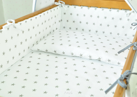 ARUŚ 2 el. pościel do łóżeczka 120*90 (19-popiel gwiazdki na bialym tle)