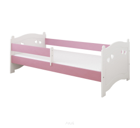 Łóżko dziecięce z barierką 160X80 SANDY biało różowy