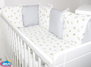 8 el.Pościel do łóżeczka 120x90 "MODUŁOWA" (gałązki zielone + popiel)