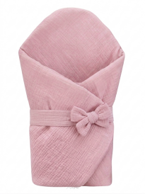 Rożek becik muślinowy, otulacz, kołderka, mata z wypełnieniem 4w1 (róż puder)