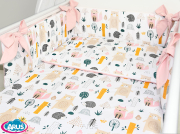 3 el.Pościel do łóżeczka 120x90 dwustronna "KOKARDKA" (niedźwiadki +róż puder)