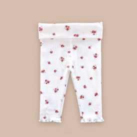 Legginsy bawełniane prążkowane (eternal roses dusty)