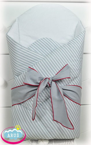 Rożek becik usztywniony wiązany PASKI (popiel paski z popiel kokardą)