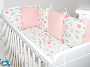 8 el.Pościel do łóżeczka 120x90 "MODUŁOWA" (eucaliptus  + róż pudrowy)