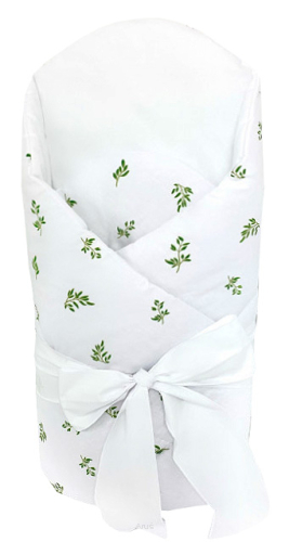 Rożek becik usztywniony wiązany KOKARDKA (gałązki +biały)