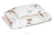Pościel do wózka / kołyski MINKY (capuccino  +wianuszki zielone)