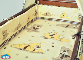 ARUŚ 5 el. pościel do łóżeczka 120*90 (17-bezowe misie dmuchawce)