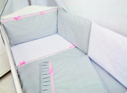 3 el.Pościel do łóżeczka 120x90 "Sweet" różowe gwiazdki z bąbelkami