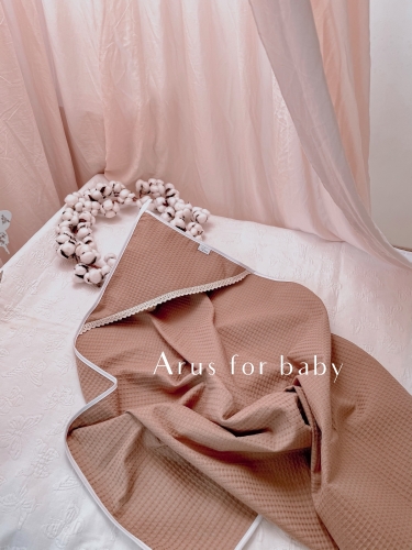 Okrycie kąpielowe wafelek bawełniane 100x100 BOHO (beige-koronka beż)