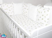 10 el.Pościel do łóżeczka 120x90 "MODUŁOWA" (zielone gałązki + biały)