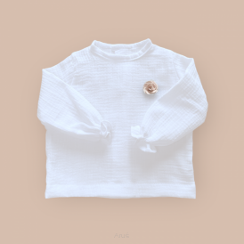 Koszula muślinowa z różyczką (biała)