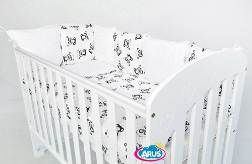 Ochraniacz poduszki 6szt (pandy czarne+popiel kropki na białym)