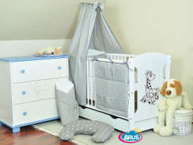 ARUŚ 4 el. pościel do łóżeczka 120*90 (112-popielate grochy)