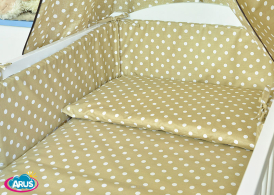 ARUŚ 5 el. pościel do łóżeczka 120*90 (110-bezowe grochy)