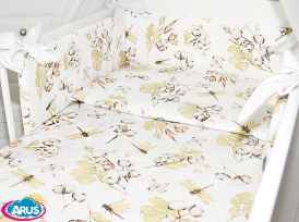3 el.Pościel do łóżeczka 120x90 dwustronna "KOKARDKA" (kwiat bawełny +biały)