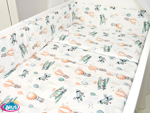 ARUŚ 3 el. pościel do łóżeczka 120*90 (152-lis w samolocie)