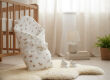 Rożek becik muślinowy, otulacz, kołderka, mata z wypełnieniem 4w1 (soft beige garden) - 2