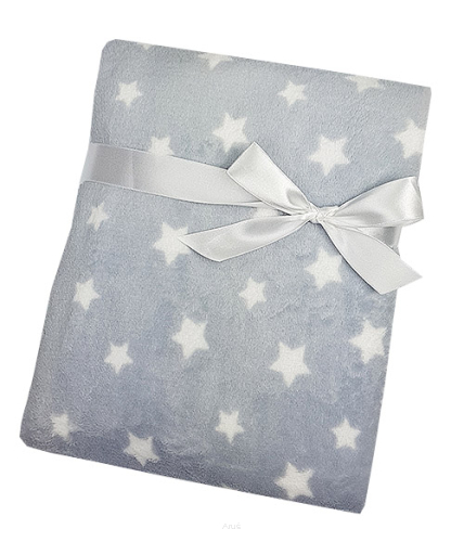 Koc kocyk z mikrofibry 75x100 (białe gwiazdki na popielu)