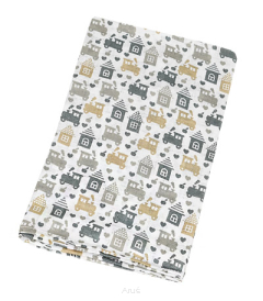 Pielucha pieluszka tetrowa kolorowa 70*80 (beżowe małe ciuchcie)