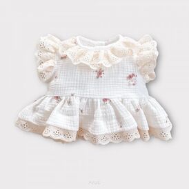 Top muślinowy z haftowanymi falbankami (eternelle fleur)
