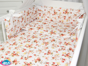 3 el.Pościel do łóżeczka 120x90 dwustronna "KOKARDKA" (dzika róża +biały)