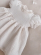 Sukienka muślinowa z krótkim rękawem Bufka Koronka (Latte) - 3