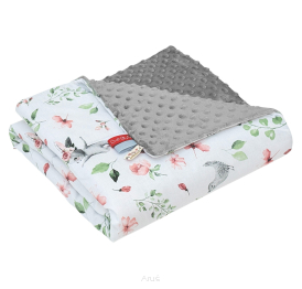 Koc kocyk pled pledzik MINKY 75x100 (popiel + małe hipcie)