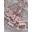 Spódnica/bloomersy bawełniana na szelkach , falbanki, koronki (róż pudrowy) wafelek - 5