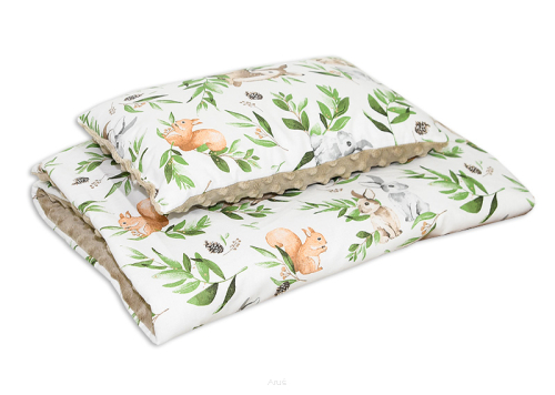 Pościel do wózka / kołyski MINKY (brąz +ruda wiewiorka)