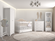 Meble do pokoju dziecięcego zestaw łóżeczko komoda szafa regał