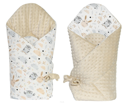 Rożek becik niemowlęcy dwustronny MINKY (beżowy +jezyki beżowe)