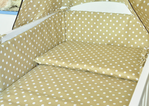 ARUŚ 2 el. pościel do łóżeczka 120*90 (110-bezowe grochy)