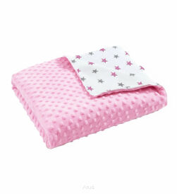 Koc kocyk pled pledzik MINKY 75x100 (różowy +gwiazdki popiel/róż)