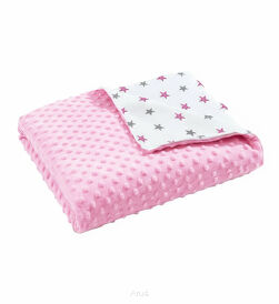 Koc kocyk pled pledzik MINKY 75x100 (różowy +gwiazdki popiel/róż)