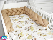 5 el.Pościel do łóżeczka 120x90 "Nature&Flowers" (kwiat bawełny +bezowy warkocz)