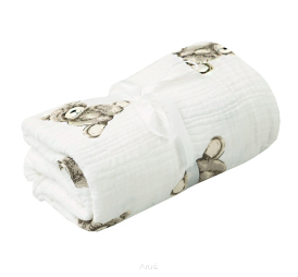 Prześcieradło muślinowe z gumką do łóżeczka 120*60 (bear)